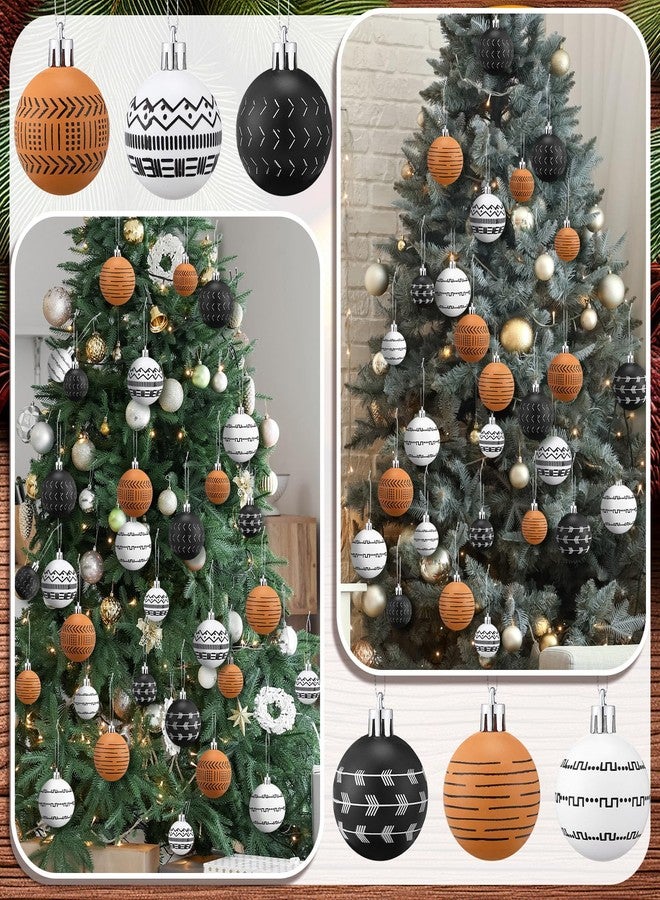 Simgoing 36 Pcs Western Christmas Ornaments Black and White Christmas Ornaments Balls Set Boho Aztec Vintage Shatterproof Hanging Decoration for Xmas Home Halloween Holiday Party Decor, 2 Sizes - Image 5